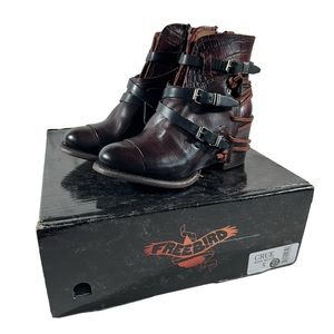 Freebird By Steven Crue Distressed Wine Multi Leather Boots Size 5
